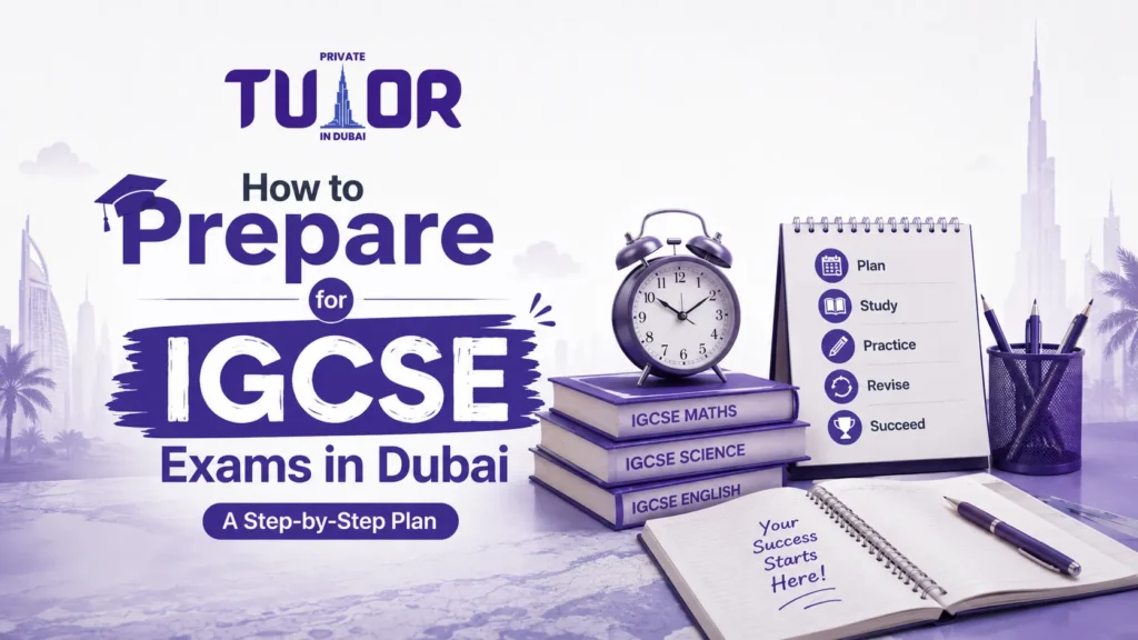 Student revising IGCSE past papers with a tutor in Dubai