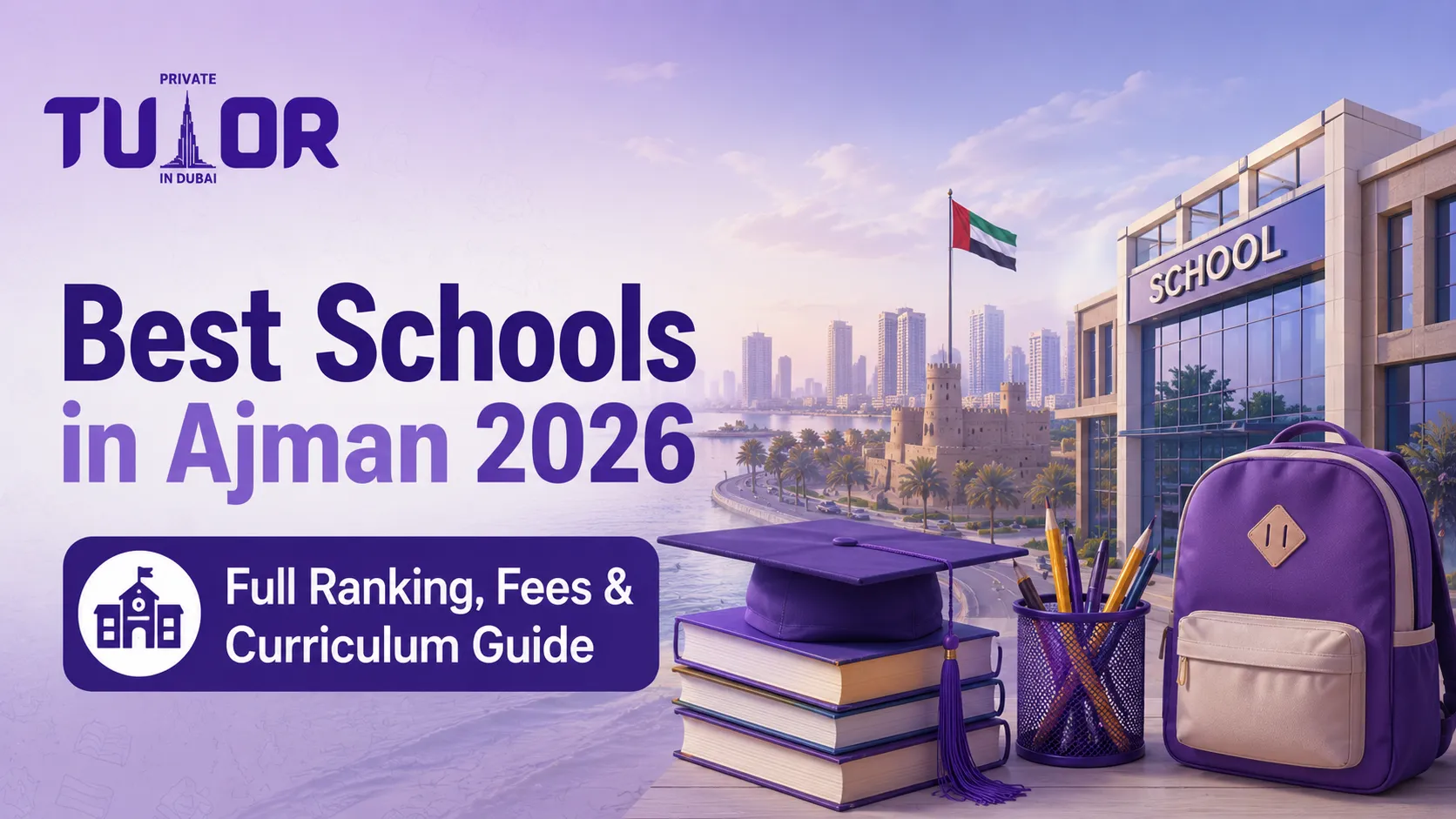 Parents and children arriving at a private school campus in Al Jurf, Ajman